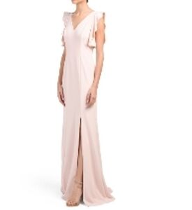Adrianna Papell Blush Long Crepe Dress